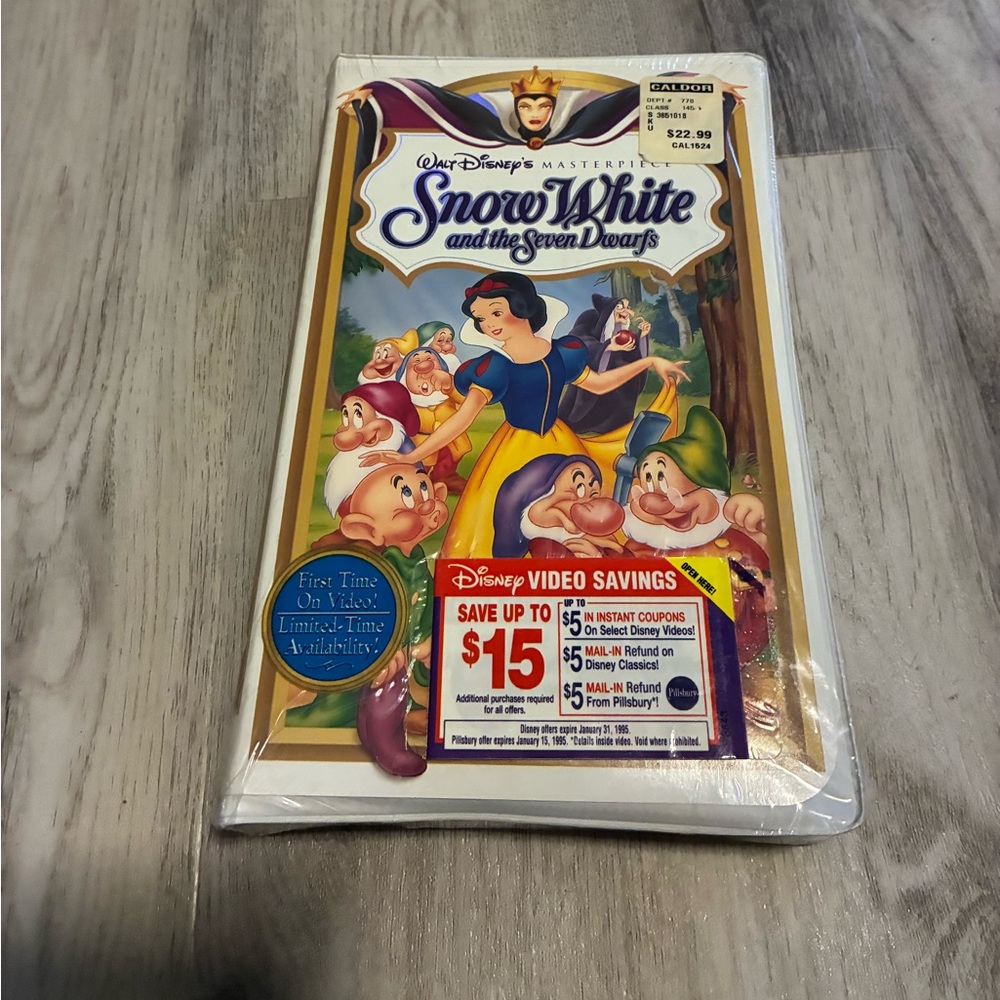 Sealed Copy 1994 VHS Release Walt Disney's Masterpiece Snow White Seven Dwarfs